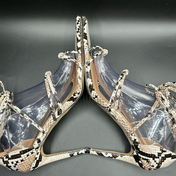 Wet Kiss Black Brown Ivory Snakeskin Tie-up Sandals Size 11 NWOT - Picture 7 of 12